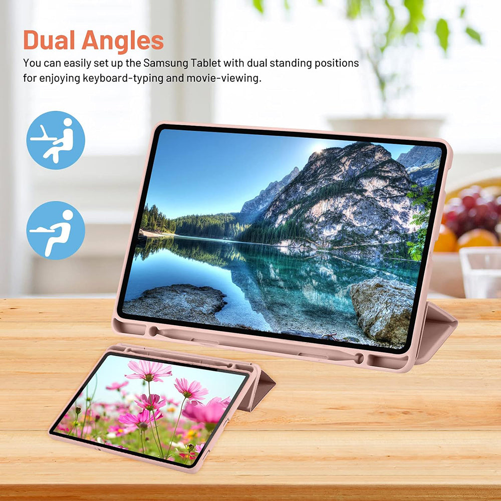 Husa de protectie tableta Techsuit Flex Trifold (with Pencil Holder) compatibil cu Samsung Galaxy Tab S6 Lite (2020/2022/2024), Roz