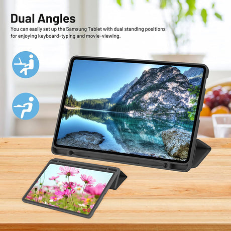 Husa de protectie tableta Techsuit Flex Trifold (with Pencil Holder) compatibil cu Samsung Galaxy Tab S6 Lite (2020/2022/2024), Negru