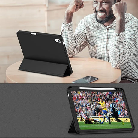 Husa de protectie tableta Techsuit Flex Trifold (with Pencil Holder) compatibil cu iPad 10 (2022) 10.9 / 11 (2025), Albastru Inchis