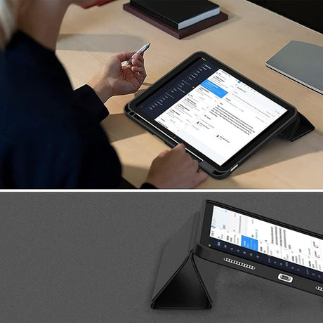 Husa de protectie tableta Techsuit Flex Trifold (with Pencil Holder) compatibil cu iPad 10 (2022) 10.9 / 11 (2025), Albastru Inchis