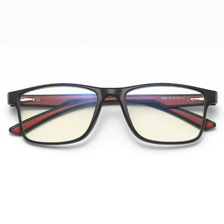 Ochelari Techsuit Anti-Blue Light Glasses Reflex TR90 F2388, rame dreptunghiulare negru cu roșu