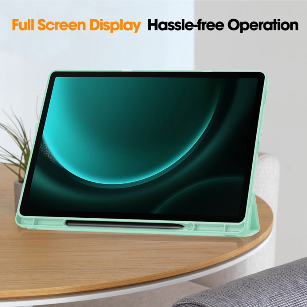 Husa de protectie tableta Techsuit Flex Trifold (with Pencil Holder) compatibil cu Samsung Galaxy Tab S9 Plus / S10 Plus / S9 FE Plus, Mov