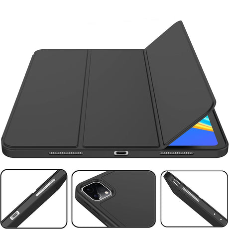 Husa de protectie tableta Techsuit Flex Trifold (with Pencil Holder) compatibil cu iPad Pro 12.9 (2018/2020/2021/2022), Negru