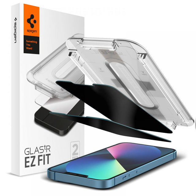 Folie de protectie Spigen (set de 2) Glas.tR EZ-FIT (AGL03378) compatibil cu iPhone 13 Pro Max / iPhone 14 Plus, Privacy