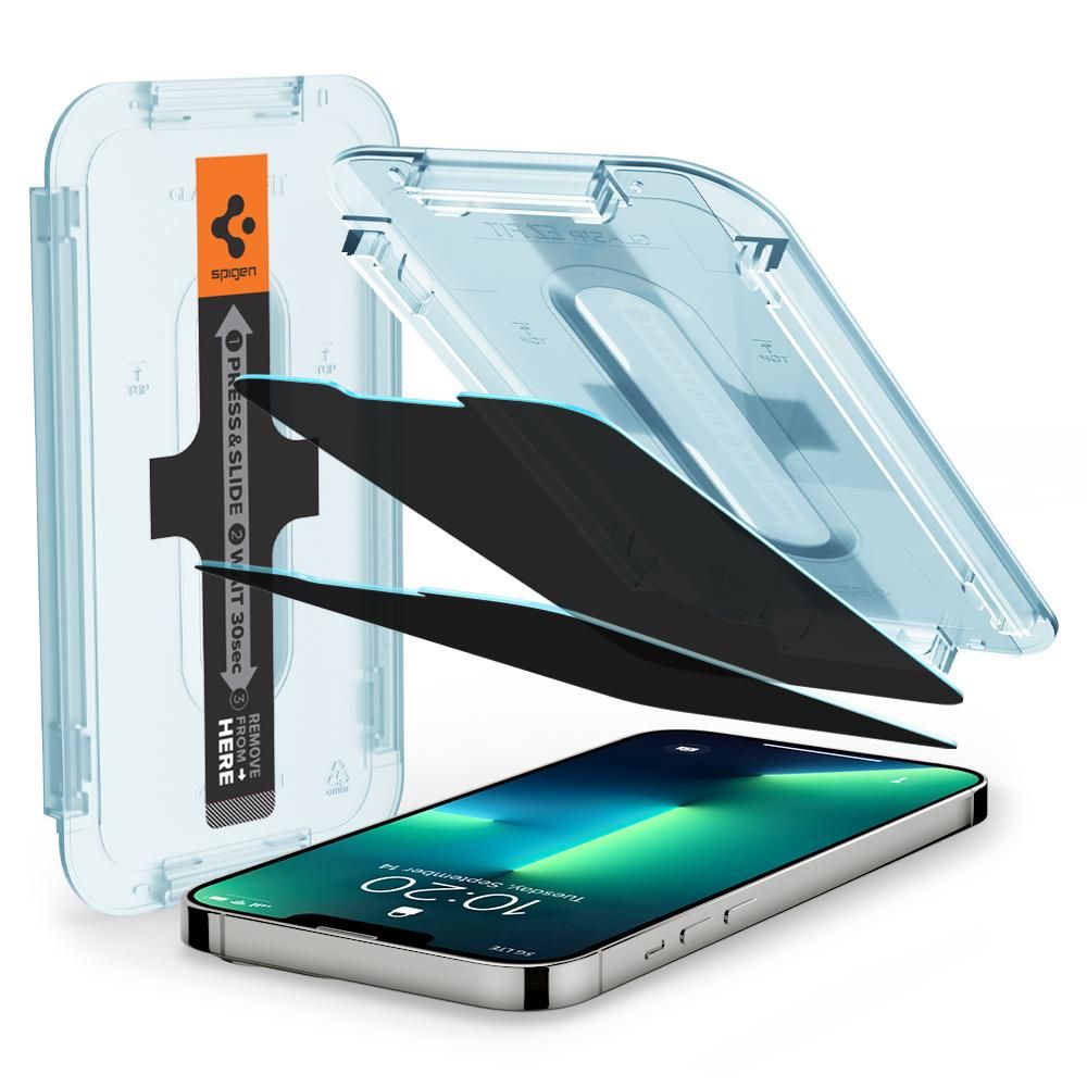 Folie de protectie Spigen (set de 2) Glas.tR EZ-FIT (AGL03378) compatibil cu iPhone 13 Pro Max / iPhone 14 Plus, Privacy