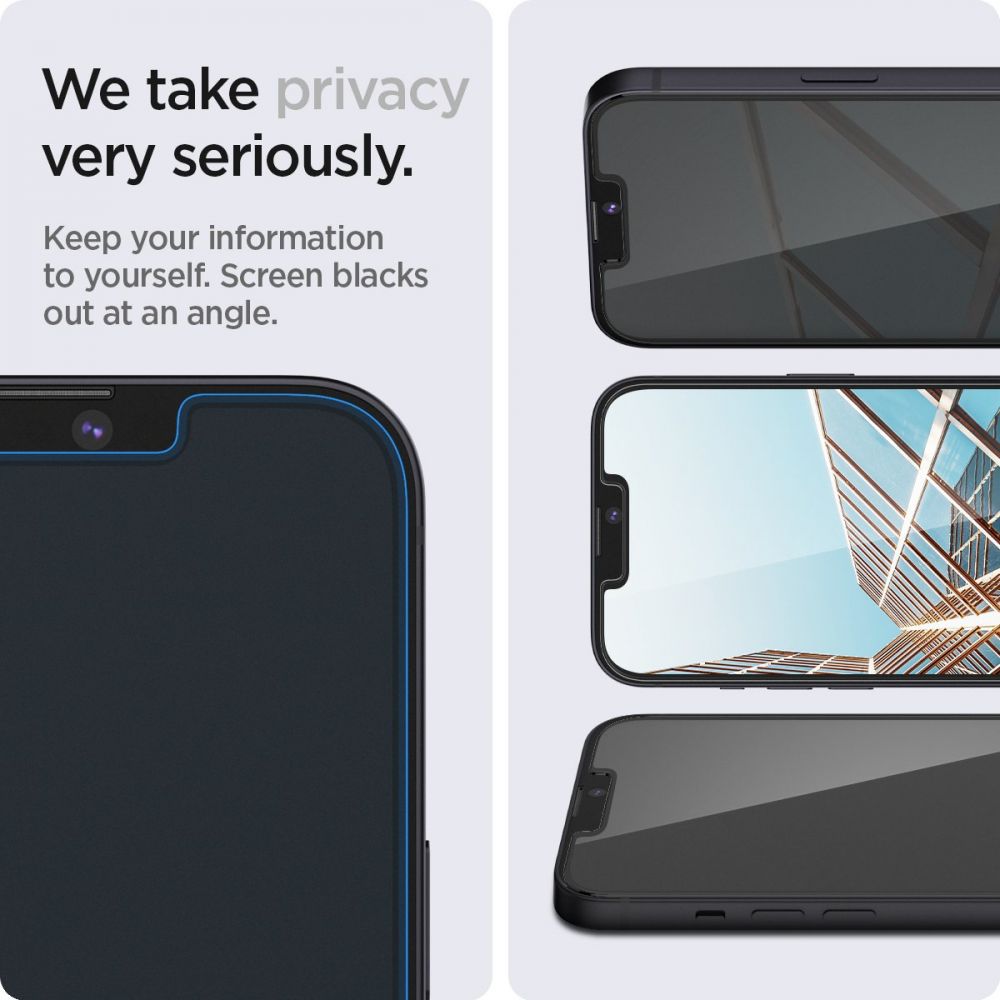 Folie de protectie Spigen (set de 2) Glas.tR EZ-FIT (AGL03378) compatibil cu iPhone 13 Pro Max / iPhone 14 Plus, Privacy