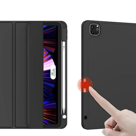 Husa de protectie tableta Techsuit Flex Trifold (with Pencil Holder) compatibil cu iPad Pro 11 (2018 / 2020 / 2021 / 2022), Negru