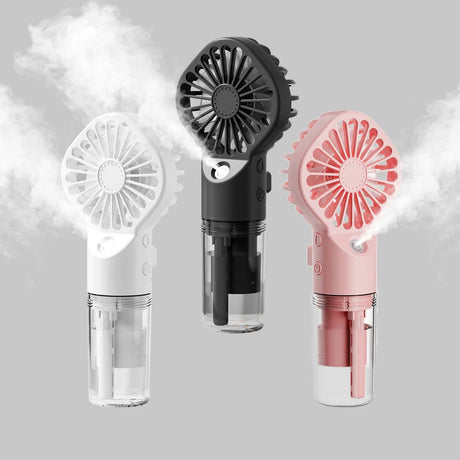 Techsuit Handheld Fan (G10), Portable, with Humidifier, Four Speeds, USB, Negru