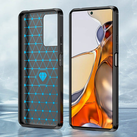 Husa de protectie Techsuit Carbon Silicone compatibil cu Xiaomi 11T / 11T Pro, Negru