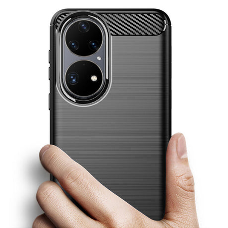 Husa de protectie Techsuit Carbon Silicone compatibil cu Huawei P50 Pro, Negru
