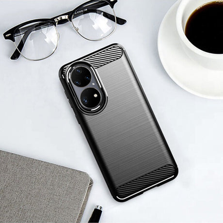 Husa de protectie Techsuit Carbon Silicone compatibil cu Huawei P50 Pro, Negru