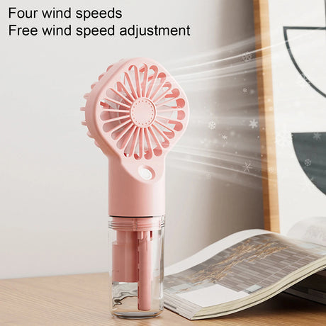 Techsuit Handheld Fan (G10), Portable, with Humidifier, Four Speeds, USB, Alb