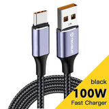 Cablu Techsuit (PCB018), USB-A to Type-C, Super Fast Charging, 100W, 480Mbps, 6A, Nylon, Aluminum Alloy, 1m, Negru