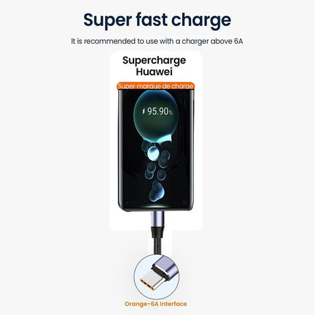 Cablu Techsuit (PCB018), USB-A to Type-C, Super Fast Charging, 100W, 480Mbps, 6A, Nylon, Aluminum Alloy, 1m, Negru