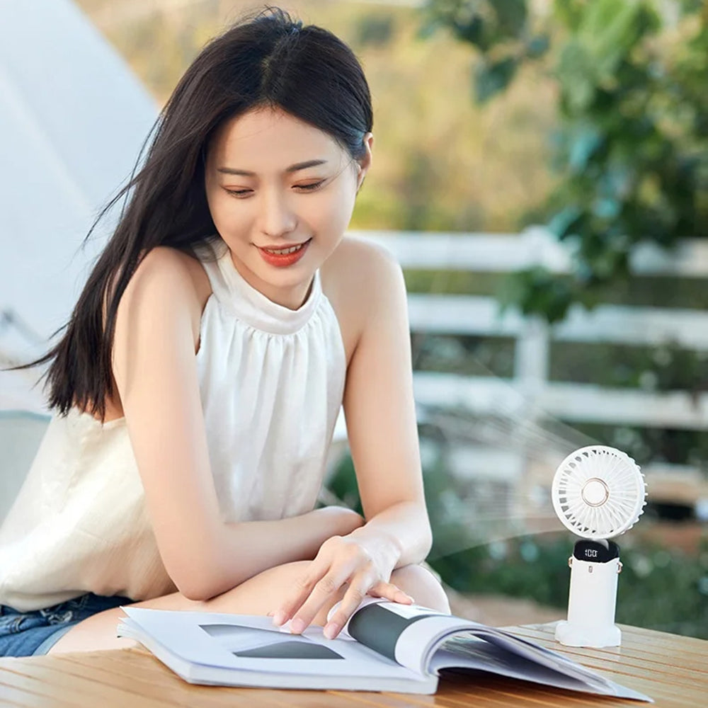 Techsuit Handheld Fan (N15), Foldable Design, Digital Display, Ultra Silent, 1800mAh, Roz