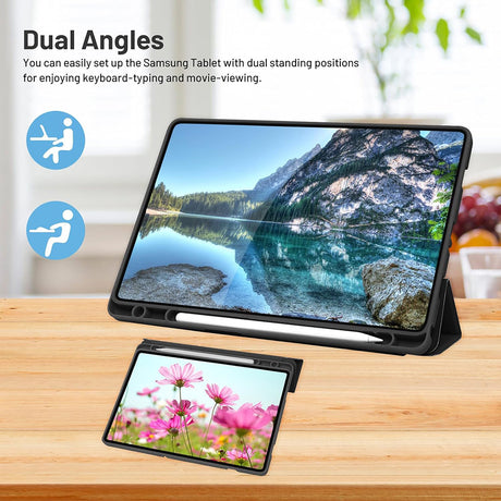 Husa de protectie tableta Techsuit Flex Trifold (with Pencil Holder) compatibil cu Samsung Galaxy Tab A9, Negru