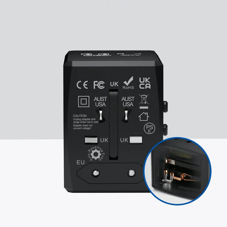 Incarcator Techsuit Travel Adapter (HHT904-B2), PD20W, 2 x USB, 2 xType-C, EU, UK, AUS, US, Negru