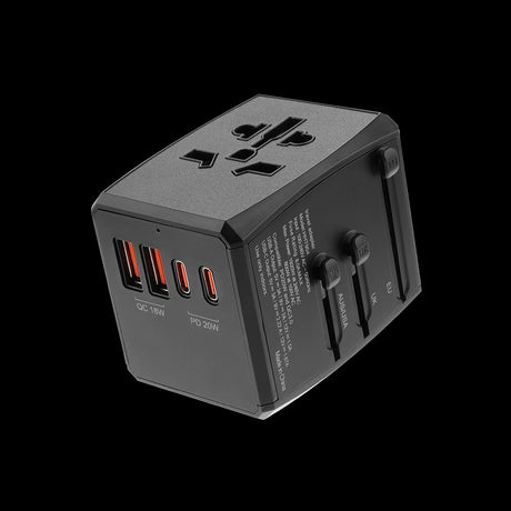 Incarcator Techsuit Travel Adapter (HHT904-B2), PD20W, 2 x USB, 2 xType-C, EU, UK, AUS, US, Negru