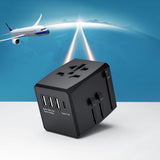 Incarcator Techsuit Travel Adapter (HHT904-B1), PD15W, 3 x USB, Type-C, EU, UK, AUS, US, Negru
