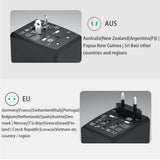 Incarcator Techsuit Travel Adapter (HHT904-B3), PD30W, 3 x USB, Type-C, EU, UK, AUS, US, Negru