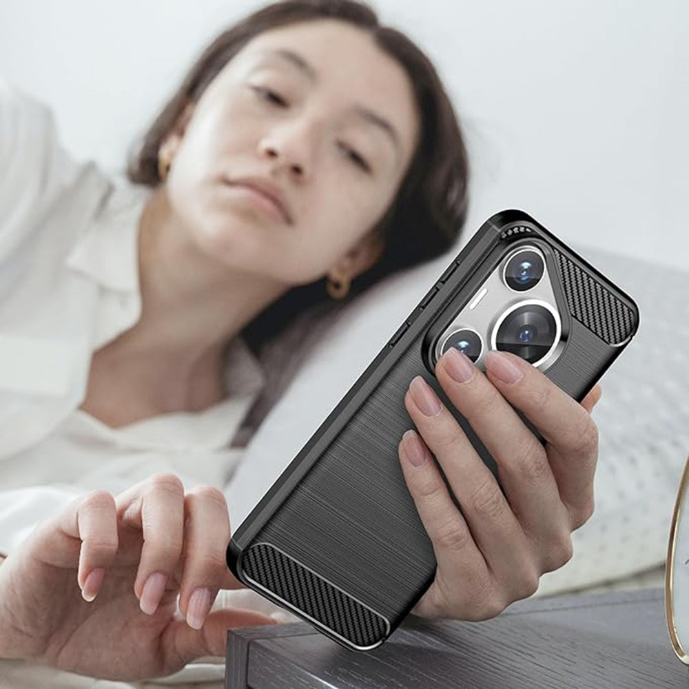 Husa de protectie Techsuit Carbon Silicone compatibil cu Huawei Pura 70, Albastru