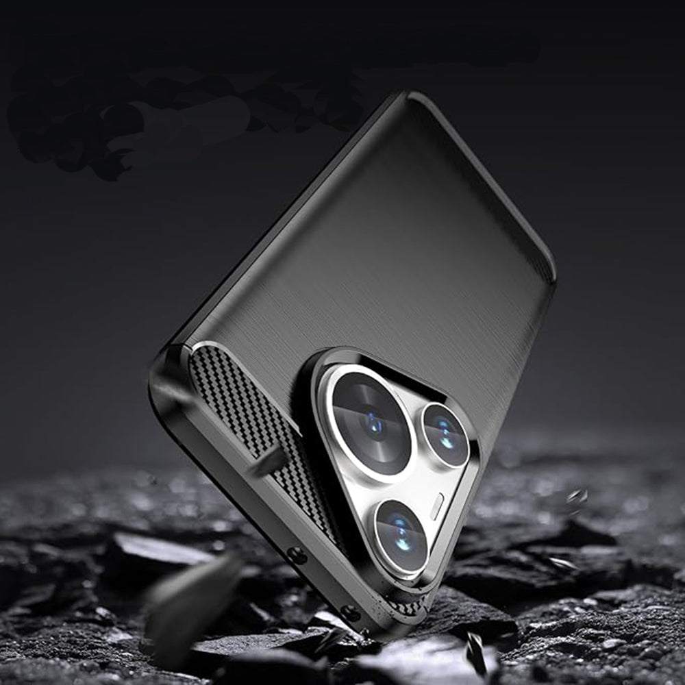 Husa de protectie Techsuit Carbon Silicone compatibil cu Huawei Pura 70 Pro, Negru