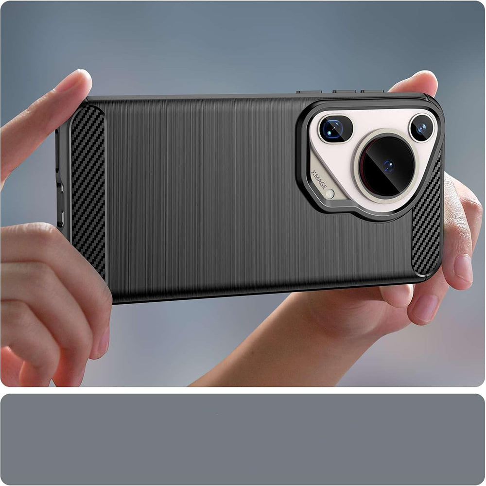 Husa de protectie Techsuit Carbon Silicone compatibil cu Huawei Pura 70 Ultra, Negru