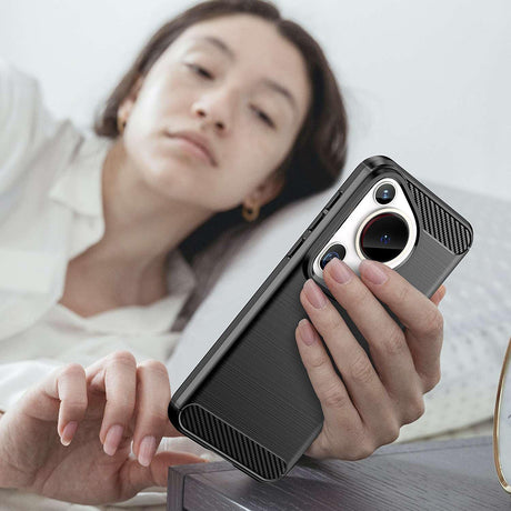 Husa de protectie Techsuit Carbon Silicone compatibil cu Huawei Pura 70 Ultra, Albastru