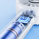 Techsuit Mini Portable Hand Fan (CT-110), with LED Digital Display, USB Rechargeable, High Speed, Albastru