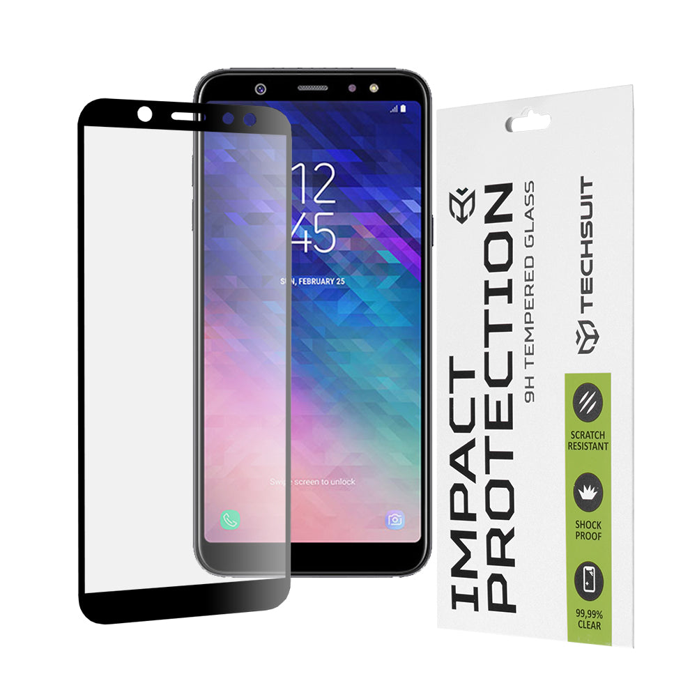 Folie de protectie Techsuit 111D Full Cover / Full Glue Glass compatibil cu Samsung Galaxy A6 Plus 2018, Negru
