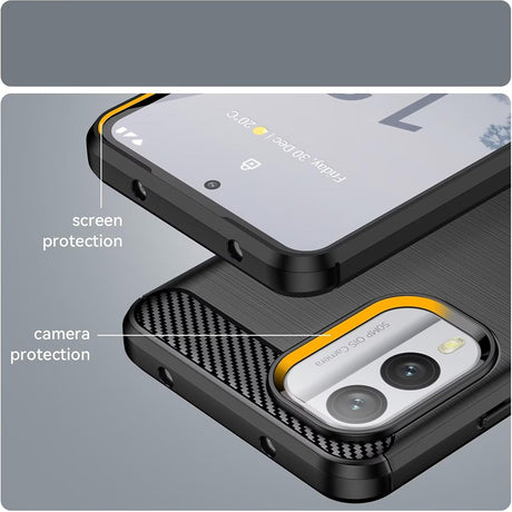 Husa de protectie Techsuit Carbon Silicone compatibil cu Nokia X30, Negru