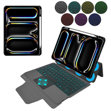 Husa de protectie tableta Techsuit KeyTab Pro + Screen Protector (with RGB Wireless Keyboard/Stylus Pen Holder) compatibil cu iPad Pro 11 (2024) / iPad Pro 11 (2025) - Black