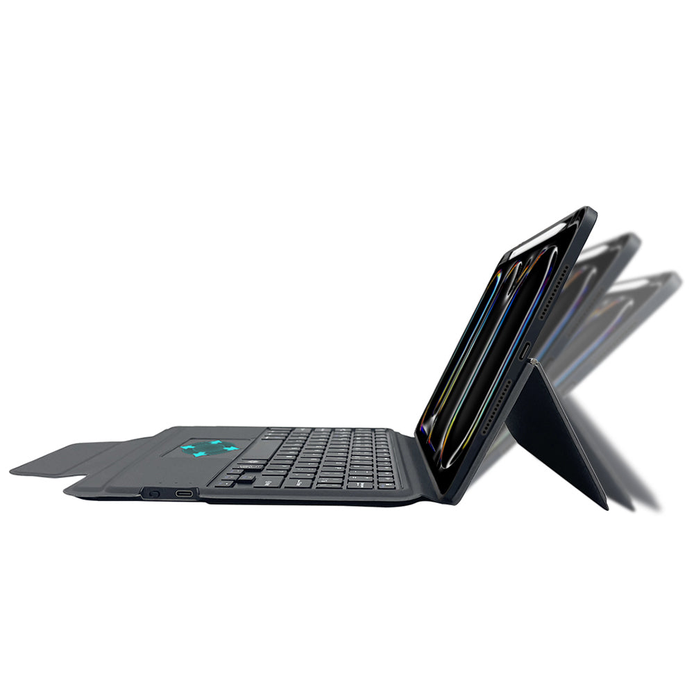 Husa de protectie tableta Techsuit KeyTab Pro + Screen Protector (with RGB Wireless Keyboard/Stylus Pen Holder) compatibil cu iPad Pro 11 (2024) / iPad Pro 11 (2025) - Black