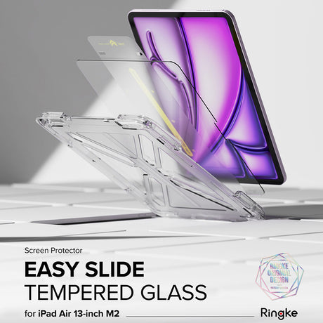 Husa de protectie tableta Ringke Easy Slide Tempered Glass compatibil cu iPad Air 13 (2024) / Air 13 (2025) / Air 13 (2026), Transparent