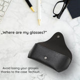 Techsuit Glasses Case (ETPU1), Eco Leather, 167 x 70 x 40mm, Negru
