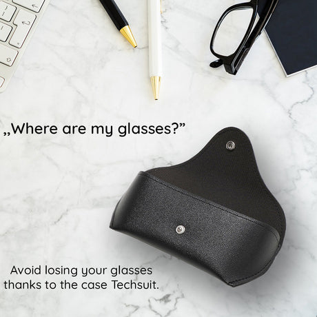 Techsuit Glasses Case (ETPU3), Eco Leather, 167 x 70 x 40mm, Roz