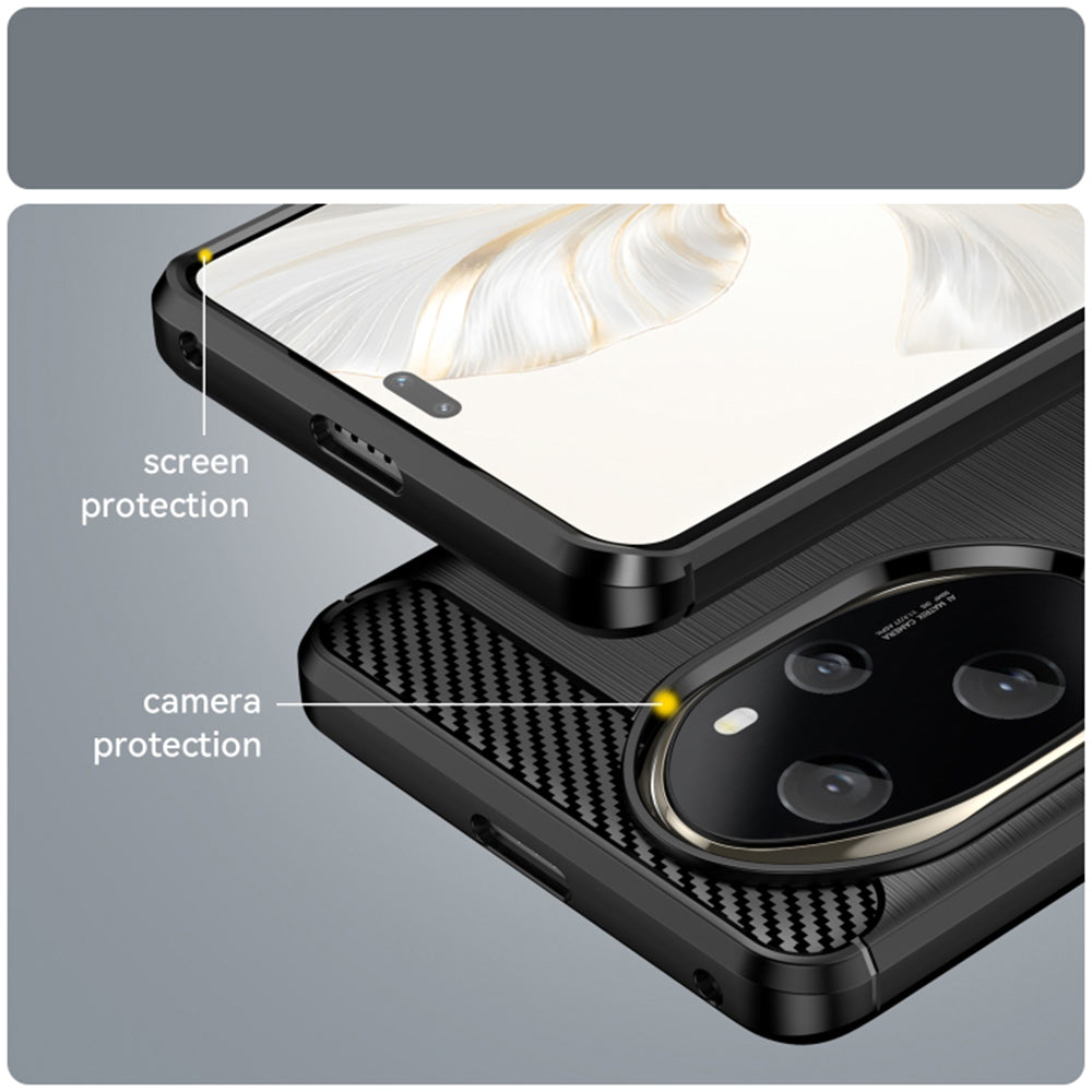 Husa de protectie Techsuit Carbon Silicone compatibil cu Honor 200, Negru