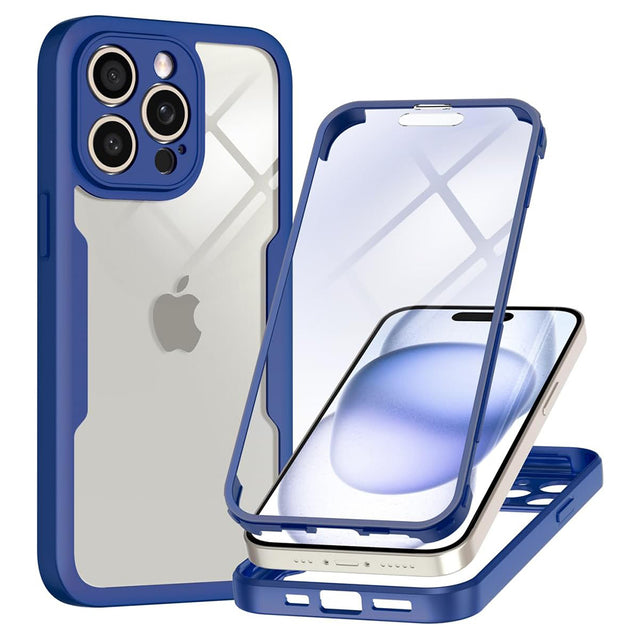 Folie de protectie Techsuit ColorVerse 360 Series + compatibil cu iPhone 15 Pro, Albastru