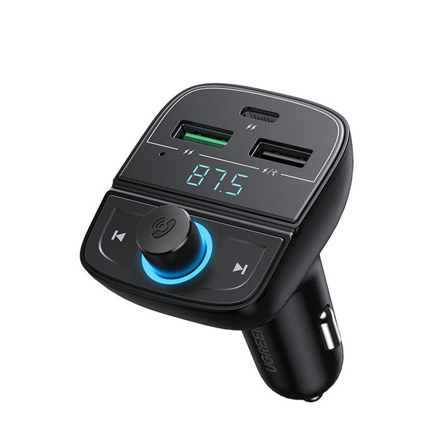 Gadget Ugreen FM Modulator with Car Charger CD229 (80910), 2x USB-A, 1xType-C, TF Card Slot with LED Display, 31.5W, Negru