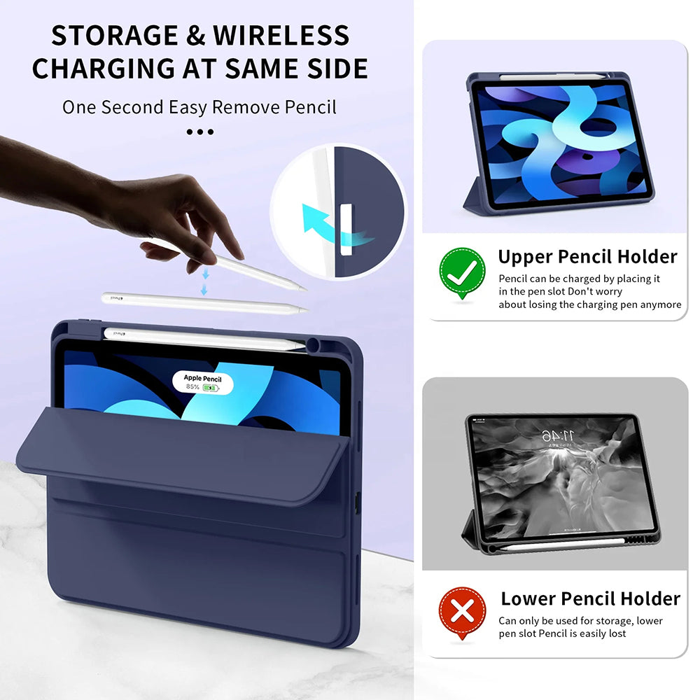 Husa de protectie tableta Techsuit Flex Trifold (with Pencil Holder) compatibil cu iPad Air 11 (2024) / Air 11 (2025) / Air 11 (2026), Albastru Cer
