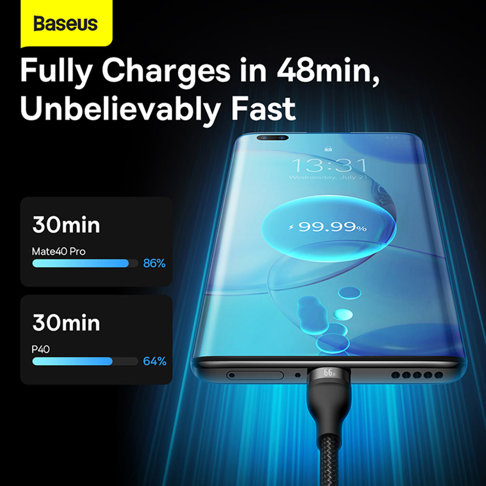 Cablu Baseus Flash Series 2 (CASS040001), Fast Charge, USB to Type-C, Lightning, Micro-USB, 66W, 1.2 m, Negru
