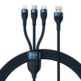 Cablu Baseus Flash Series 2 (CASS040003), Fast Charge, USB to Type-C, Lightning, Micro-USB, 66W, 1.2 m, Albastru