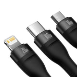 Cablu Baseus Flash Series 2 (CASS030101), Type-C/Lightning/Micro-USB, 100W, 1.2m, Negru