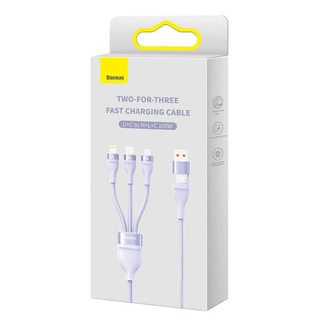 Cablu Baseus Flash Series 2 (CASS030105), Fast Charge, USB Adapter, Type-C, Lightning, Micro-USB, 100W, 1.2 m, Mov