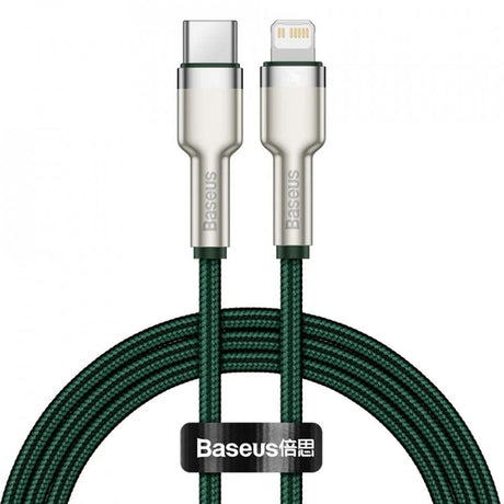 Cablu Baseus Cafule Series Metal (CATLJK-A06), Type-C to Lightning, Fast Charging, 20W, 480Mbps, 1m, Verde Inchis