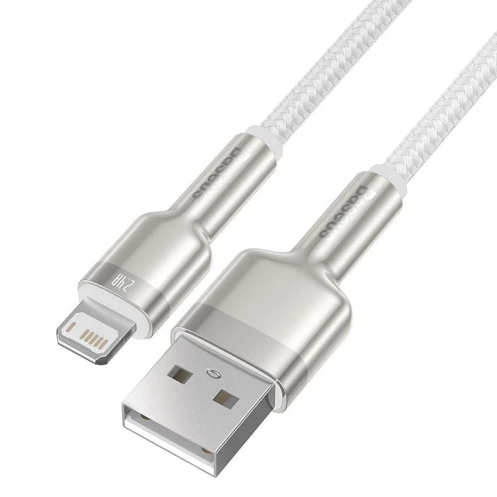 Cablu Baseus Cafule Series Metal (CALJK-A02), USB to Lightning, 2.4A, 480Mbps, 1m, Alb