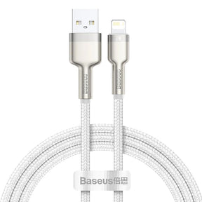 Cablu Baseus Cafule Series Metal (CALJK-A02), USB to Lightning, 2.4A, 480Mbps, 1m, Alb