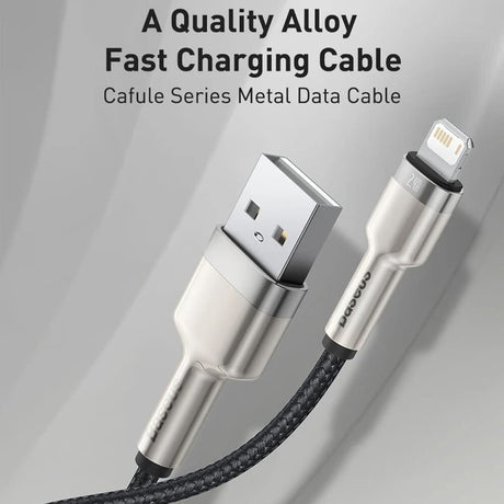 Cablu Baseus Cafule Series Metal (CALJK-A05), USB to Lightning, 2.4A, 480Mbps, 1m, Mov