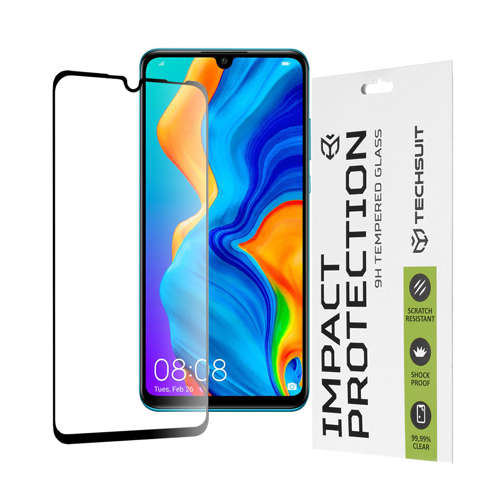 Folie de protectie Techsuit 111D Full Cover / Full Glue Glass compatibil cu Huawei P30 Lite / P30 Lite New Edition, Negru