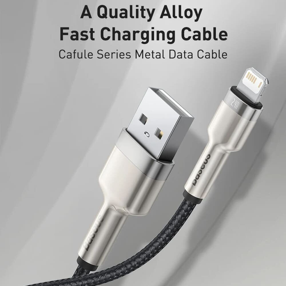 Cablu Baseus Cafule Series Metal (CALJK-A06), USB to Lightning, 2.4A, 480Mbps, 1m, Verde